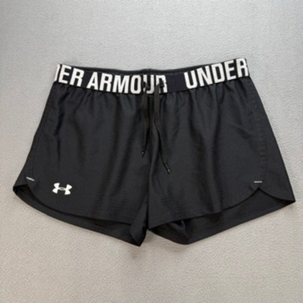 Under Armour Athletic Shorts HeatGear Loose Fit Small Black Drawstring Running